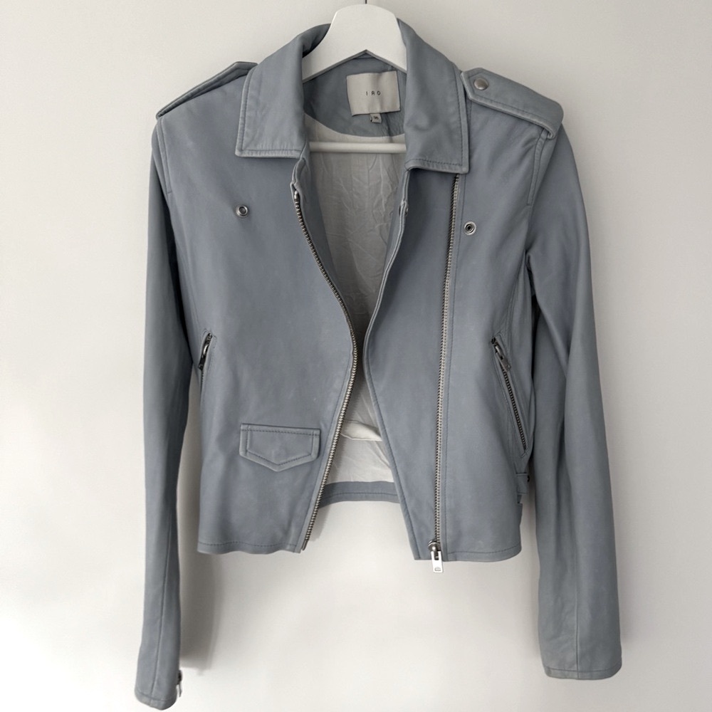 IRO Blue Leather Jacket